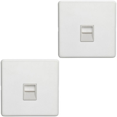 2 PACK 1 Gang Extension Telephone Socket SCREWLESS MATT WHITE Secondary