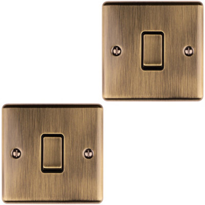 2 PACK 1 Gang Single 10A INTERMEDIATE Light Switch ANTIQUE BRASS & BLACK Rocker