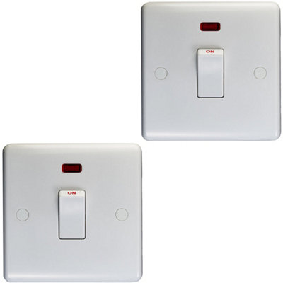 2 PACK 1 Gang Single 20A DP Switch & Neon - WHITE Wall Plate Kitchen Appliance Price Comparisons | Compare The Build