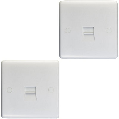 2 PACK 1 Gang Single BT Telephone Master Socket WHITE PLASTIC Wall Plate Outlet