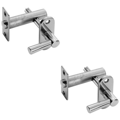 2 PACK - 1 Sided Door Security Bolt Lock & Lever Turn - Polished Chrome Rounded Plate