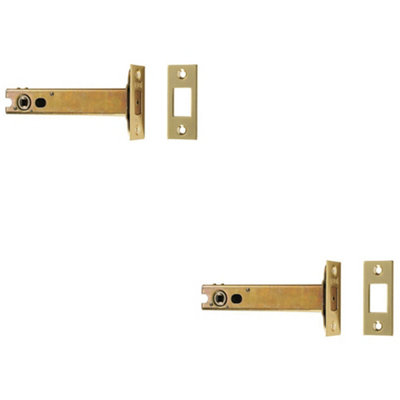 2 PACK - 104mm Tubular Deadbolt Lock & 8mm Follower - Electro Brassed Bathroom Turn