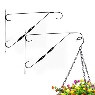 2 Pack 10Inch Hanging Basket Wall Brackets, Heavy Duty Metal Plant Hangers for Flower Baskets, Lanterns & Bird Feeders