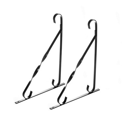2 Pack 10Inch Hanging Basket Wall Brackets, Heavy Duty Metal Plant Hangers for Flower Baskets, Lanterns & Bird Feeders