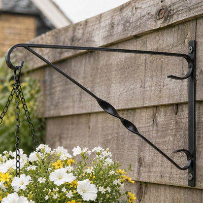 2 Pack 10Inch Hanging Basket Wall Brackets, Heavy Duty Metal Plant Hangers for Flower Baskets, Lanterns & Bird Feeders