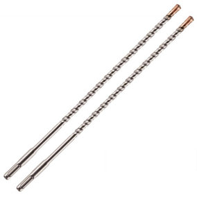 2 Pack - 10mm x 350mm Long SDS Plus Drill Bits. TCT Cross Tip With Copper Coating. High Performance Hammer Drill Bits