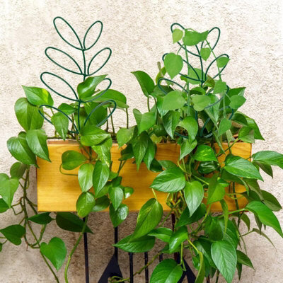 2 Pack 12 point 5 Inch Small Leaf Shape Metal Potted Plant Trellis Indoor  Outdoor Climbing
