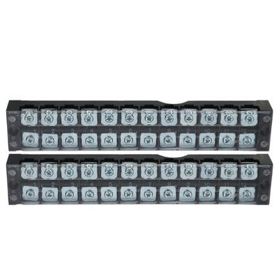 2-Pack 12-Position Terminal Block,45A 600V,High Current Easy Wiring for Ground Circuits