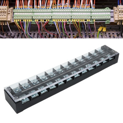 2-Pack 12-Position Terminal Block,45A 600V,High Current Easy Wiring for Ground Circuits