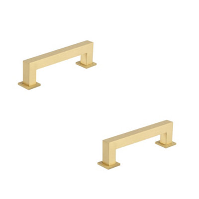 2 PACK 128mm Satin Brass Cabinet Handle for Modern Interiors - Kitchen Drawer Pull Handle