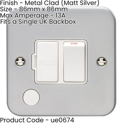 2 PACK 13A DP Switched Fuse Spur & Flex Outlet HEAVY DUTY METAL CLAD ...