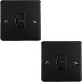 2 PACK 13A DP Unswitched Fuse Spur MATT BLACK Black Mains Isolation Wall Plate
