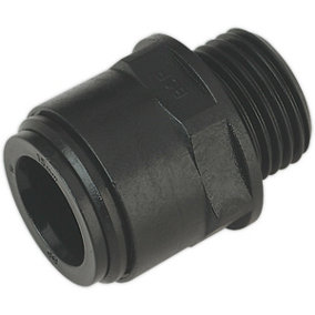 2 PACK - 15mm x 1/2" BSP Black Straight Adapter - Air Ring Main Pipe Male Thread