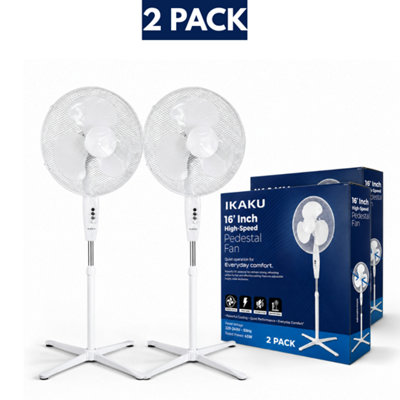 2 Pack 16 Inch Oscillating Pedestal Fan 3 Speed 45W Quiet Cooling ...