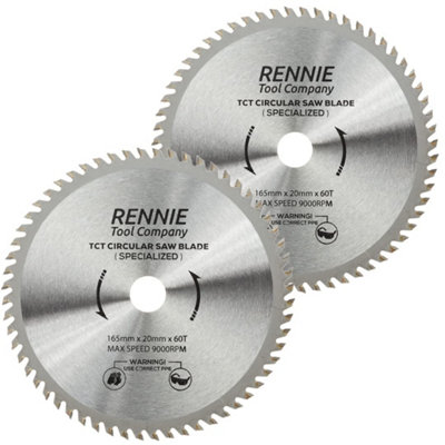 2 Pack - 165mm x 60T TCT Cordless Circular Wood Saw Blades With Thin Kerf. Fits Bosch Makita Ryobi Dewalt Circular Saws etc