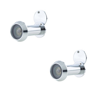 2 PACK 180 Degree Door Viewers for 50-70mm Doors - Polished Chrome Finish with Intumescent Features