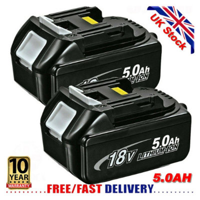 2 Pack 18V 5.0Ah Li Ion Batteries compatible  with  Makita LXT BL1860 BL1850