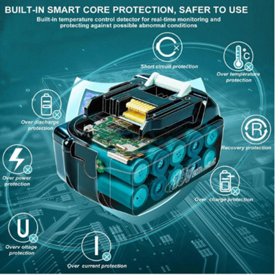 2 Pack 18V 5.0Ah Li Ion Batteries compatible  with  Makita LXT BL1860 BL1850