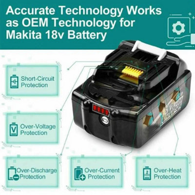 2 Pack 18V 5.0Ah Li Ion Batteries compatible  with  Makita LXT BL1860 BL1850