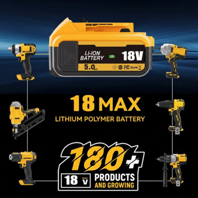2 Pack 18V 5.0Ah LiIon Replacement Batteries Compatible with DeWalt XR Tools