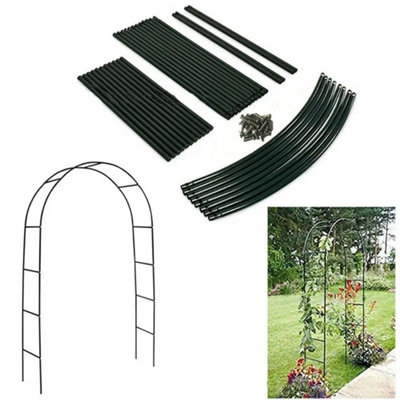 2 Pack 2.4M Garden Arch Trellis Metal Tubular Frame For Climbing Plants