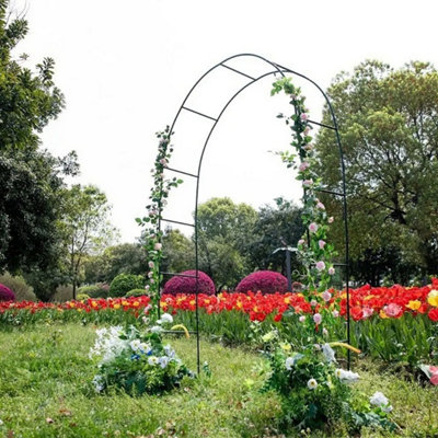 2 Pack 2.4M Garden Arch Trellis Metal Tubular Frame For Climbing Plants