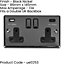 2 PACK 2 Gang Double UK Plug Socket & Dual 3.1A USB-C BLACK NICKEL 13A Switched