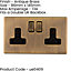 2 PACK 2 Gang DP 13A Switched UK Plug Socket SCREWLESS ANTIQUE BRASS Wall Power