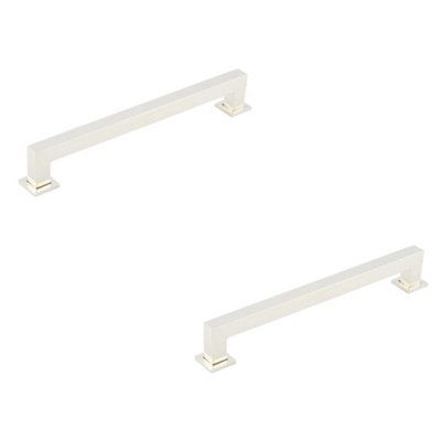 2 PACK 224mm Polished Nickel Cabinet Handle - Modern Brass Design - Kitchen Drawer Pull Handle