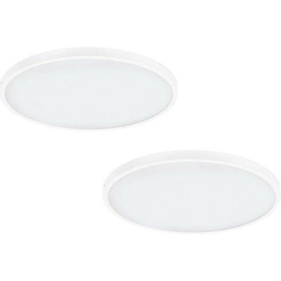 2 Pack 27W Round LED Wall and Ceiling Light Fixture - Modern 600mm White Design
