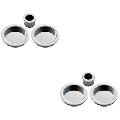 2 PACK - 29mm Sliding Door Rose & 2x 56mm Round Flush Finger Pulls - Polished Chrome
