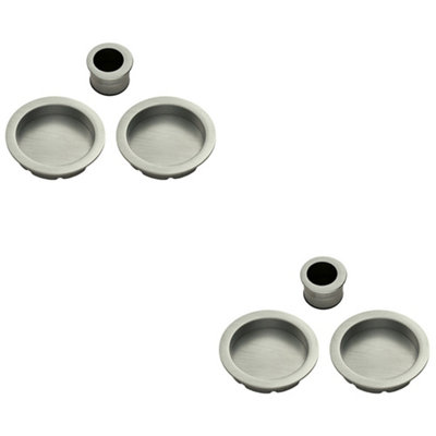 2 PACK - 29mm Sliding Door Rose & 2x 56mm Round Flush Finger Pulls - Satin Nickel