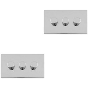 2 PACK 3 Gang Dimmer Switch 2 Way LED SCREWLESS POLISHED CHROME Light Dimming