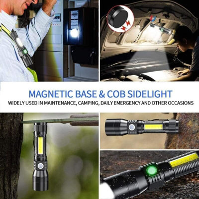 2 Pack 3 In 1 Uv Flashlight, Rechargeable Usb Led Torch, Zoomable ...