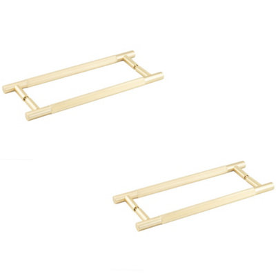 2 PACK 300mm Satin Brass Pull Handle for Doors - Back to Back Design - Door Handle