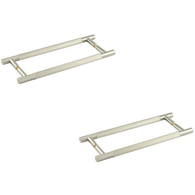 2 PACK 300mm Satin Nickel Pull Handle - Back to Back Design - Door Handle