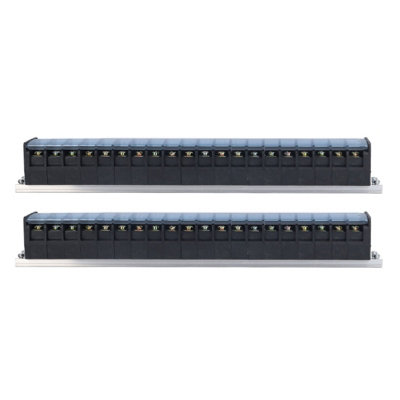 2-Pack 30A 660V Dual Row Screw Terminal Block for Bridge Lighting and Tunnel Power Distribution,20 Positions
