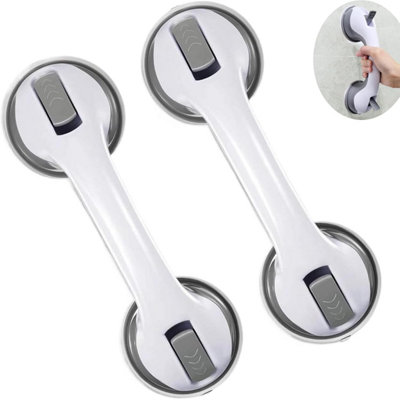 IWOWHERO 2-Pack Suction Cup Glass Door Handles - Heavy Duty Grab Bars For Shower & Bathtub