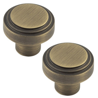 2 PACK 30mm Antique Brass Cupboard Knob for Modern Interiors - Kitchen Cabinet Knob
