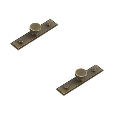 2 PACK 30mm Antique Brass Cupboard Knob with Stepped Backplate - Kitchen Cabinet Knob