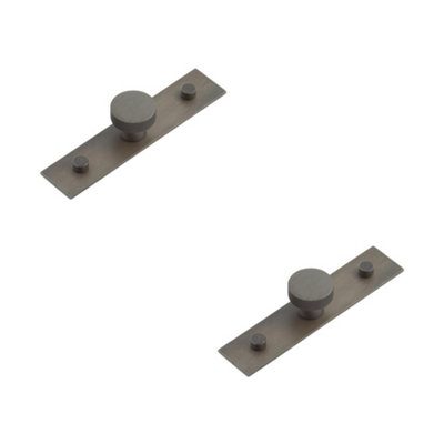 2 PACK 30mm Dark Bronze Cupboard Knob with Plain Backplate - Kitchen Cabinet Knob