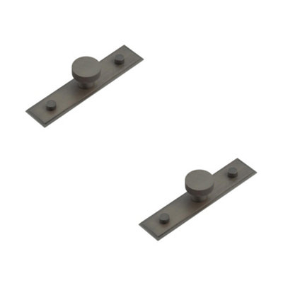 2 PACK 30mm Dark Bronze Cupboard Knob with Stepped Backplate - Kitchen Cabinet Knob