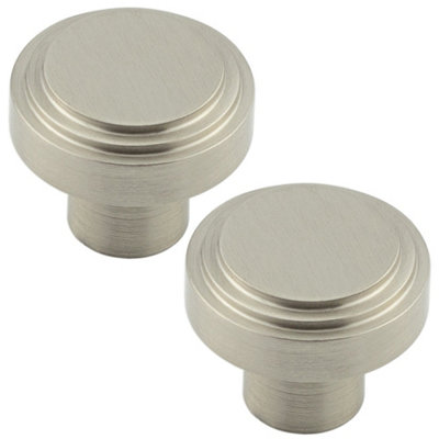 2 PACK 30mm Satin Nickel Cupboard Knob for Modern Interiors Kitchen Cabinet Knob