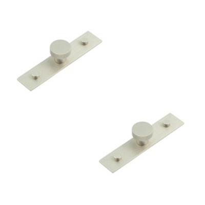 2 PACK 30mm Satin Nickel Cupboard Knob with Plain Backplate for Modern Interiors - Kitchen Cabinet Knob