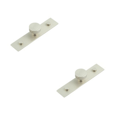 2 PACK 30mm Satin Nickel Cupboard Knob with Stylish Backplate - Kitchen Cabinet Knob