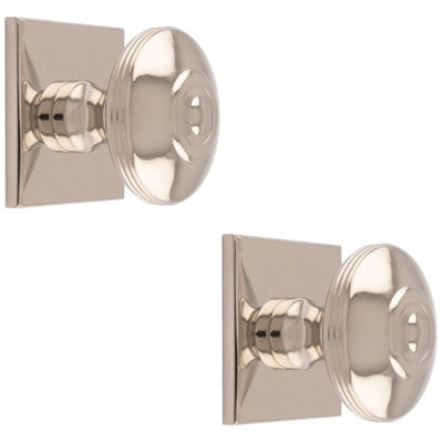 2 PACK - 38mm Round Cabinet Door Knob & 40x40mm Matching Backplate Polished Nickel Handle