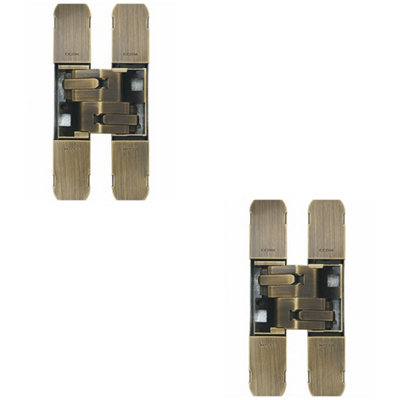 2 PACK - 3D Flush Concealed Cabinet Hinge - 180 Degree Opening Wardrobe ANTIQUE BRONZE