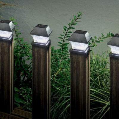 2 Pack 3L Solar Garden Fence Post Light - 4