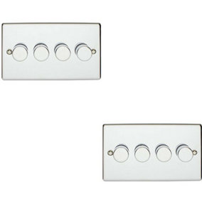 2 PACK 4 Gang 400W 2 Way Rotary Dimmer Switch CHROME Light Dimming Plate