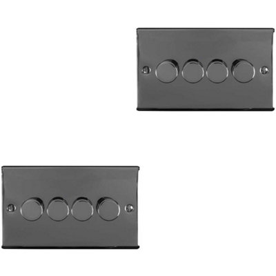 2 PACK 4 Gang 400W LED 2 Way Rotary Dimmer Switch BLACK NICKEL Dimming Light